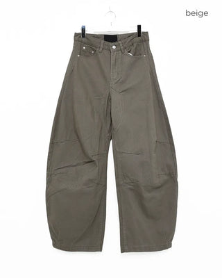 Side-tuck washed denim pants