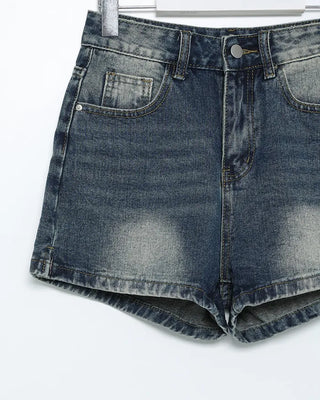 Washed denim shorts