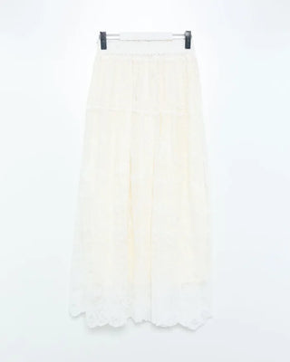 Lace detail long skirt