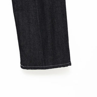(Unisex) Two-pleat rigid denim pants