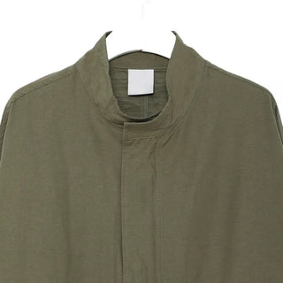(Unisex) Drawstring Waist Flap Military Jacket