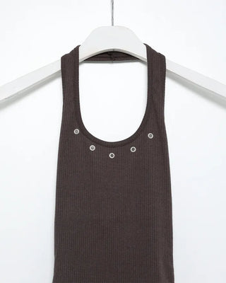 Eyelet halter neck sleeveless top