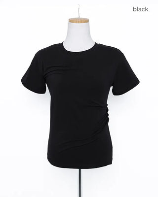 Unique pintuck semi-cropped French T-shirt
