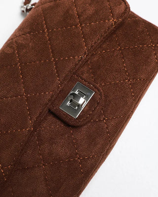 Square chain suede bag