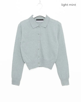 Button-collar knit cardigan