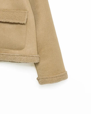 Color pocket sheepskin jacket