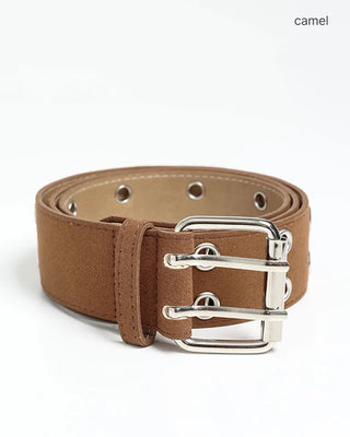 Suede double eyelet belt