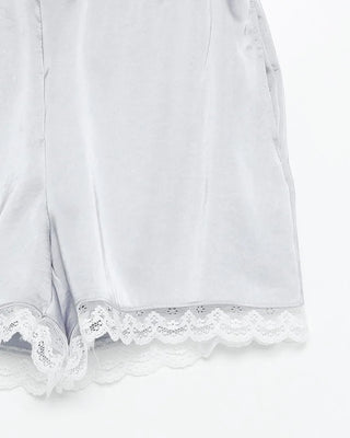 Satin lace hem shorts