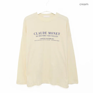 Simple lettering long-sleeved T-shirt