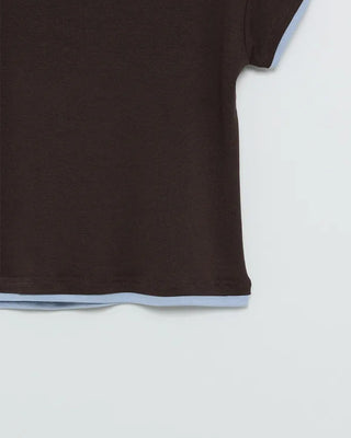 Two-tone layered Tencel short-sleeved T-shirt