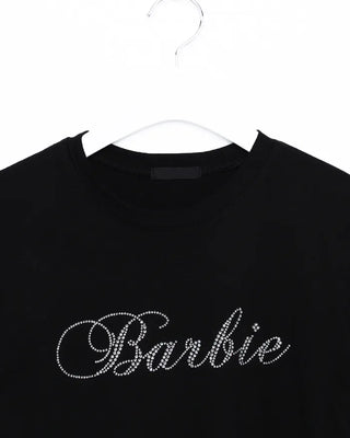 Cubic Lettering Semi-Cropped Half T-Shirt