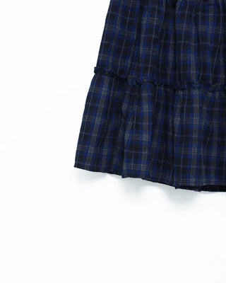Checked frill long skirt