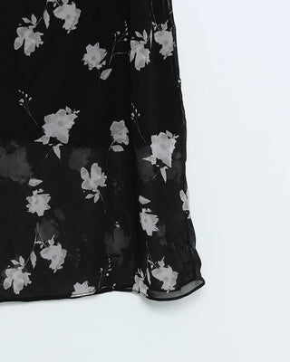 Flower Chiffon Midi Skirt