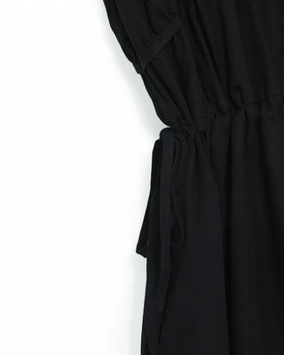 V-neck shirred long dress