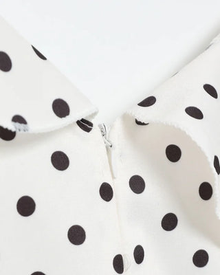 Polka Dot Puff Sleeve Long Dress