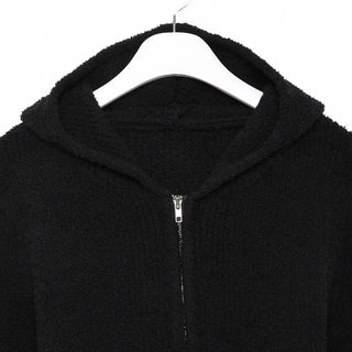 2-way Boucle Zip-Up Hooded Parka