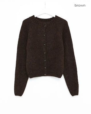 Soft raglan sleeve round neck cardigan