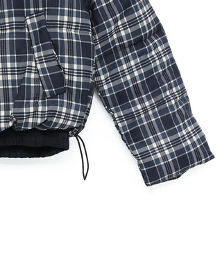 Tartan check hooded short down jacket