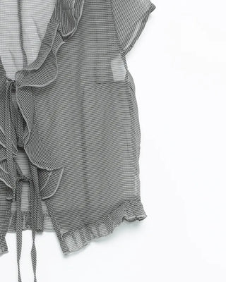 Checked chiffon sheer ruffle blouse