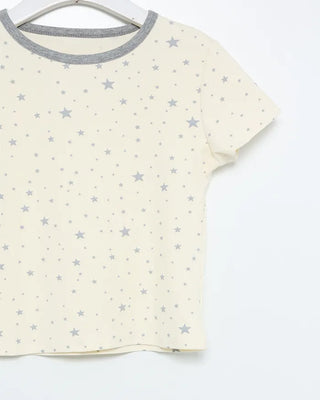 Two-tone starpoint short-sleeved T-shirt