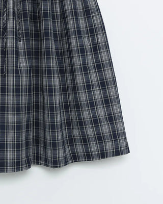 Checked pocket banded long skirt