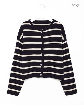 Striped button cardigan