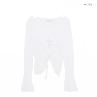 Frill Ribbon Sheer Cardigan