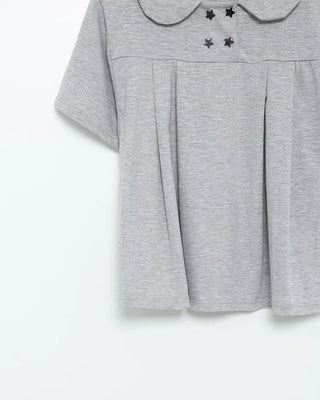 Star Double Button Round Neck Half T-Shirt