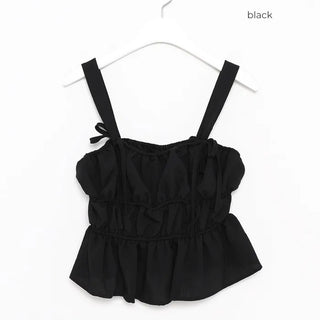Ribbon detail shirred camisole