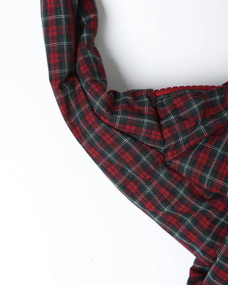 Tartan check one-shoulder hobo bag