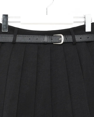 Belted pleated mini skirt