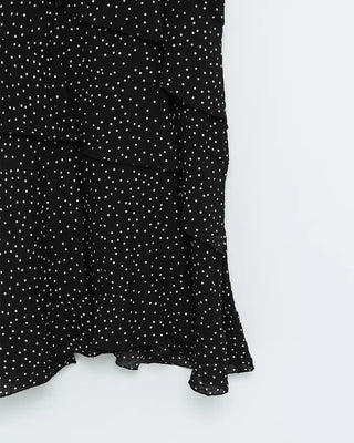 Wrinkle Dot Frill Long Dress