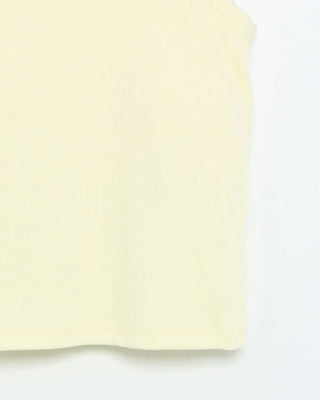 Ribbed U-neck sleeveless top with built-in cups