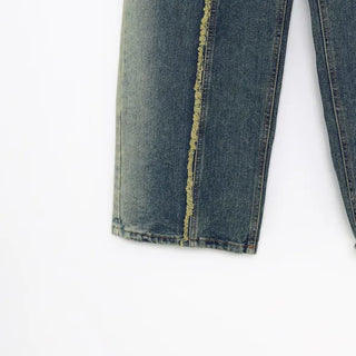 Fringe detail denim pants