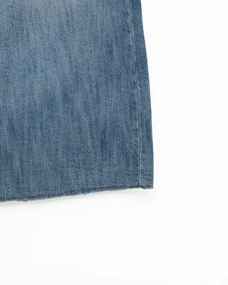 Washed long denim skirt