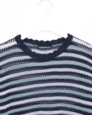 Wave Rib Border Half Sleeve Knit