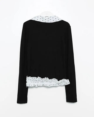 Polka Dot Frill Collar Top