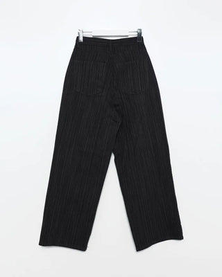 Striped wide-leg denim pants