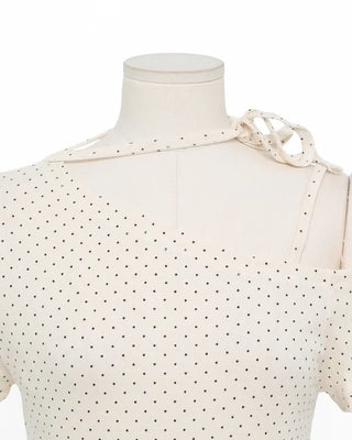 One-off shoulder polka dot half-sleeve T-shirt