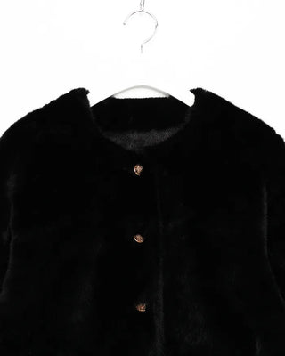 Gold button fur jacket