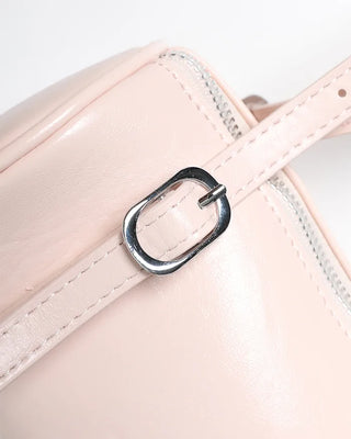 Faux leather buckle shoulder bag