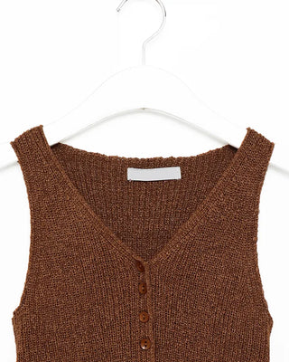 Deep V-neck button tank top