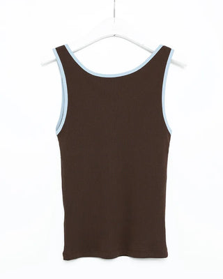 Two-tone ribbed tank top