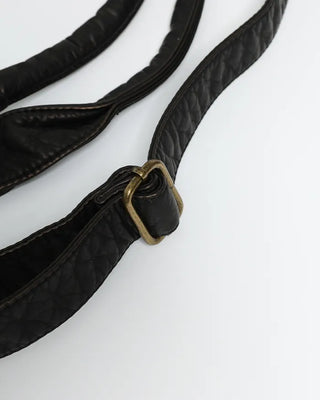 Cable Line Leather Square Boston Bag