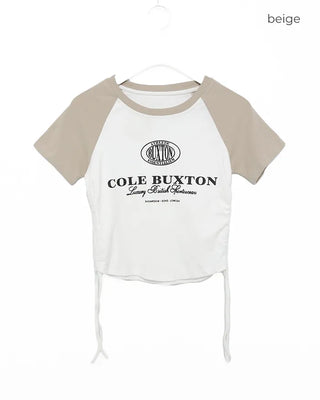 String lettering raglan short-sleeved T-shirt