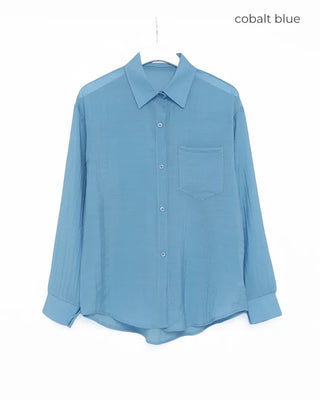 Round hem sheer loose shirt