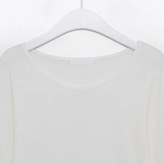 Jewel neck rayon long T-shirt