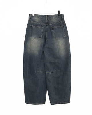 (Unisex) Slash Seam Point Balloon Denim Pants