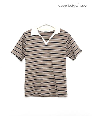 Colored striped short-sleeved T-shirt