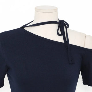 One-off halter strap half-sleeve T-shirt